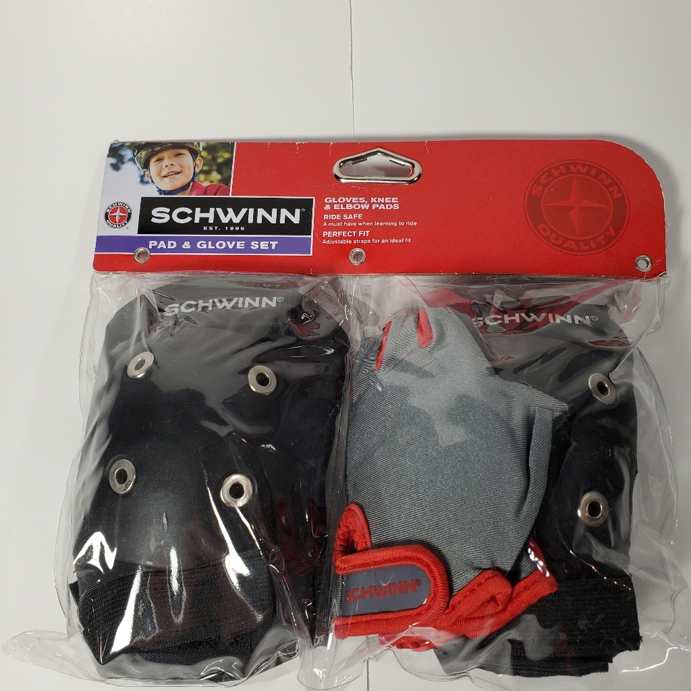 Schwinn pad & glove set kids size with adjustable strap
